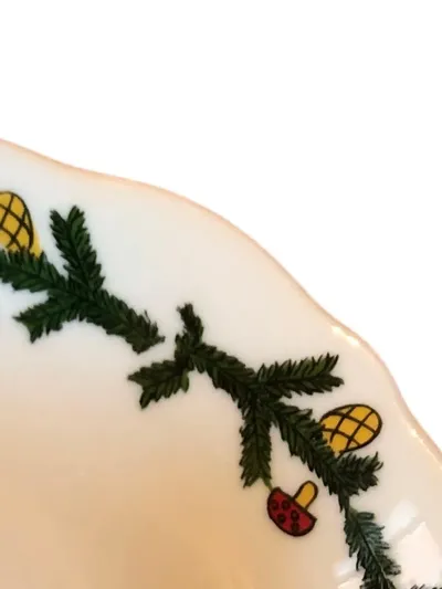 Tirschenreuth Bavaria Untertasse Weihnachten Tannenzweig Pilz Porzellan 14cm