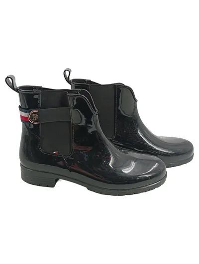 Tommy Hilfiger Damen Chelsea Gummistiefel Schwarz Gr. 42 Regenstiefel