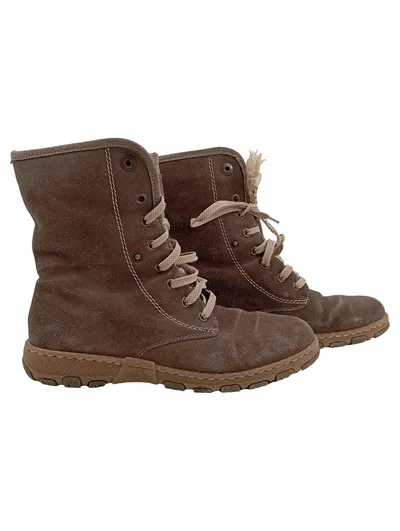 Rieker Damen Stiefel Wildleder Braun Schnürung Reißverschluss Gr. 39