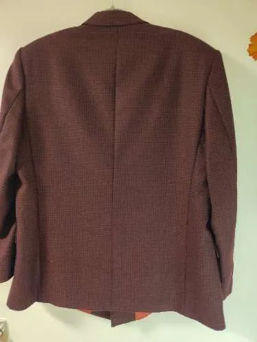 Yves Gérard Herren Blazer Doppelreiher Wolle Kariert Rot Gr. 50/L