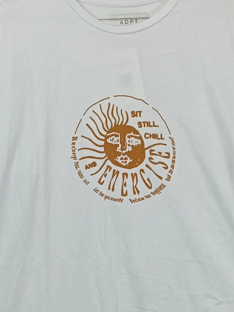 ADPT. Herren T-Shirt Sonnenmotiv Gr. L Weiß Baumwolle Casual 2