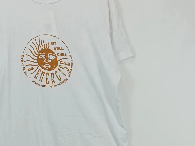 ADPT. Herren T-Shirt Sonnenmotiv Gr. L Weiß Baumwolle Casual 3