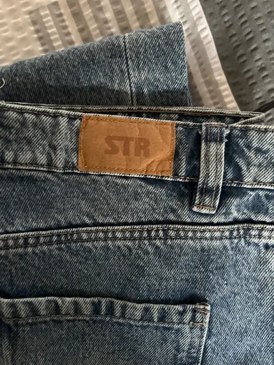 Stradivarius STR Teen Jeans Regular Fit Damen Gr. 36 Blau Baumwolle
