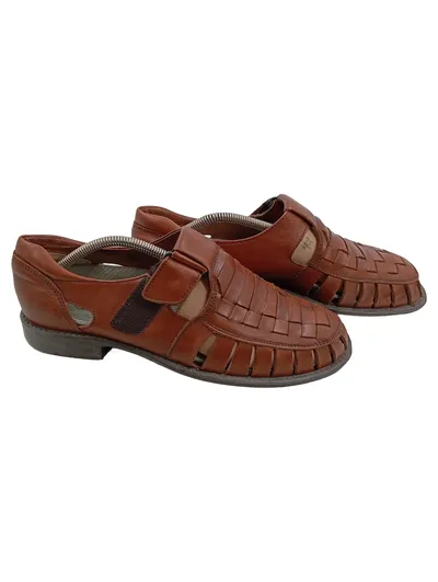 Meindl Flechtleder Sandalen Herren Braun Leder Klettverschluss Gr. 42