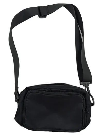 Schwarze Umhängetasche Crossbody Bag Nylon Schultertasche Mini 23x14cm