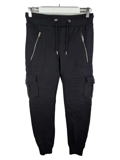behype Cargo Jogger Herren Hose Schwarz Gr. S Biker Reißverschluss Freizeit