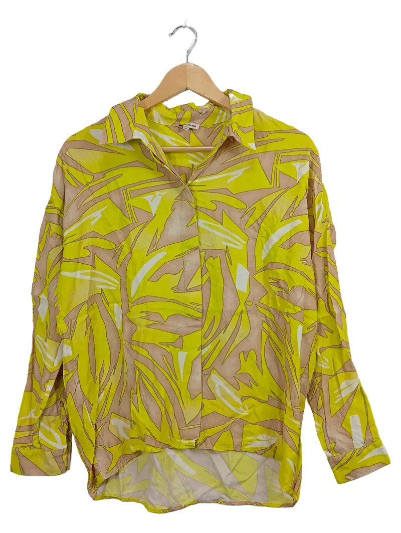 Alba Moda Damen Bluse Langarm Abstrakt Gelb Gr. 34 XS Freizeit 1