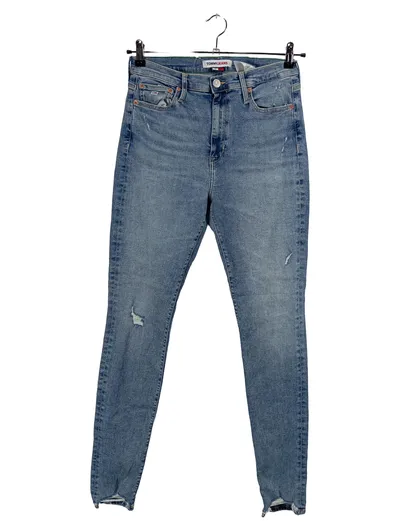 Tommy Jeans Damen Slim Fit Jeans Hose W31/L34 Blau Destroyed Look