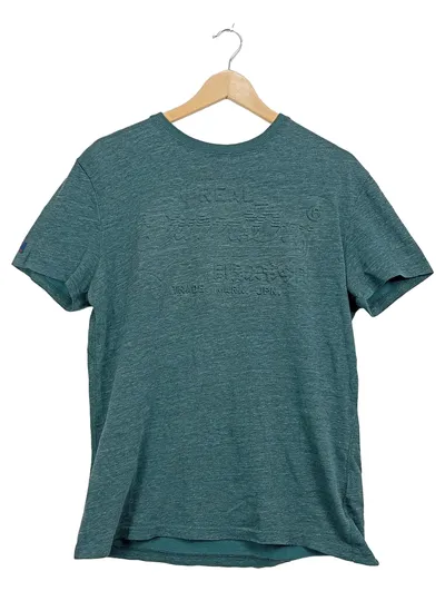 Superdry Herren T-Shirt Vintage Grün Meliert Baumwolle Gr. L Kurzarm