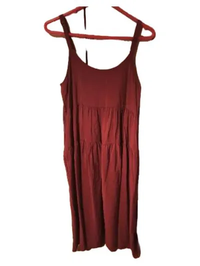 YESNO Damen Sommerkleid Maxikleid Trägerkleid Rot Gr. M Baumwolle