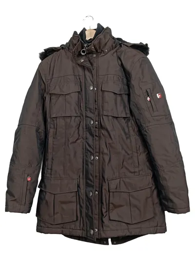 Wellensteyn Damen Parka Winterjacke Gr. 40/L Braun Kapuze Fellbesatz