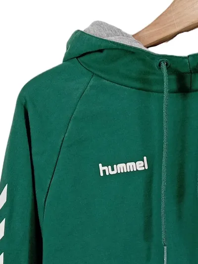 Hummel Hoodie Herren Gr. M Kapuzenpullover Grün Sportlich Baumwolle