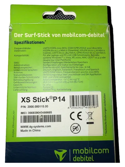 mobilcom-debitel XS Stick P14 Surf-Stick USB UMTS HSPA Modem Weiß