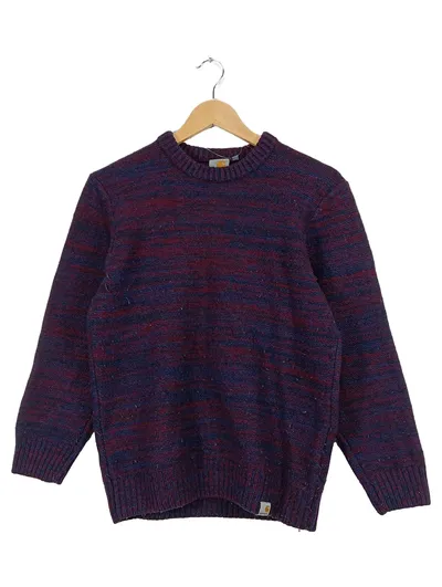 Carhartt Strickpullover Herren Gr. M Wolle Meliert Lila Rundhals