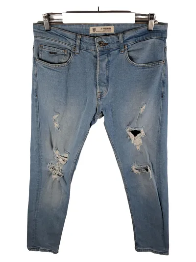 2Y Premium Herren Destroyed Jeans Blau W32 Ripped Denim Hose Baumwolle