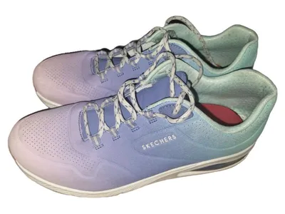 Skechers Damen Sneaker Uno Sportschuhe Gr. 41 Farbverlauf Lila Blau Mint
