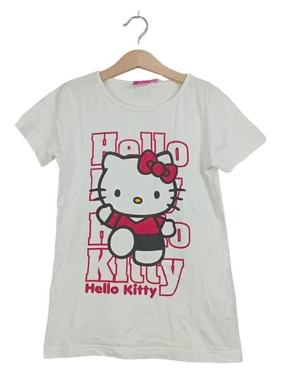 Hello Kitty T-Shirt Mädchen Gr. 146/152 Weiß Pink Glitzer Print