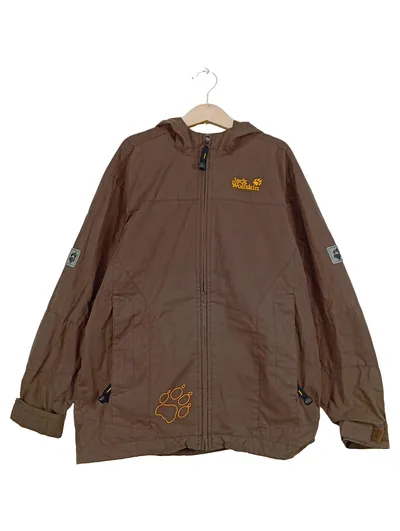 Jack Wolfskin Kinder Outdoorjacke Braun Gr. 140 Kapuze Logo Print