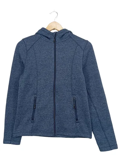 Crivit Damen Fleecejacke Kapuze Blau Meliert Gr. 36/38 S Outdoor