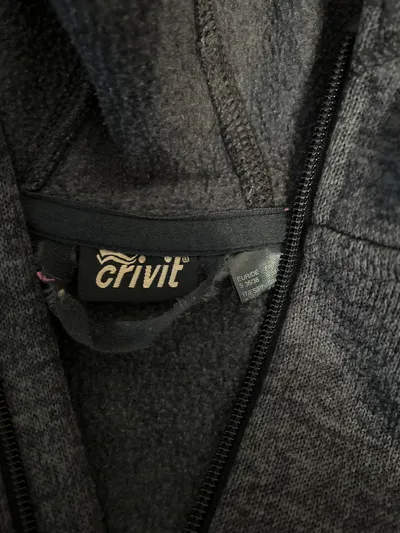 Crivit Damen Fleecejacke Kapuze Blau Meliert Gr. 36/38 S Outdoor