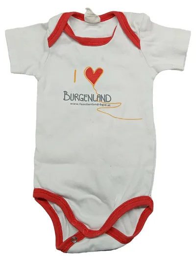 DIMO Baby Body I Love Burgenland Gr. 74 Weiß Rot Kurzarm