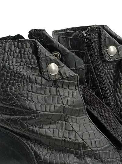 SuperTrash Damen Stiefeletten Leder Krokoprägung Nieten Schwarz Gr. 39