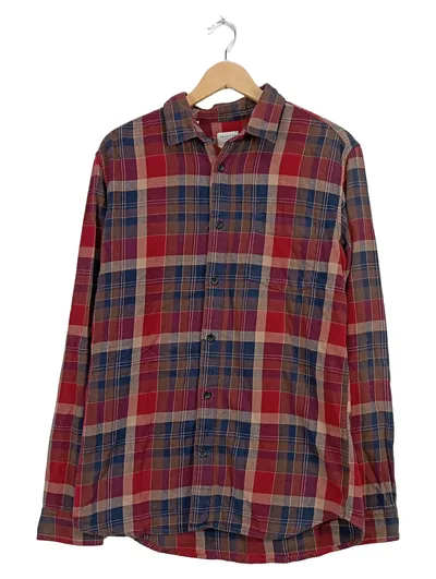 Selected Homme Karohemd Herren Gr. L Flanell Regular Fit Langarm Rot Blau