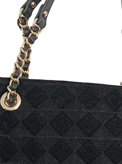 L.CREDI Munich Damen Henkeltasche Schwarz Gesteppt Kette Shopper