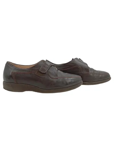 Walbusch Herren Monkstrap Schuhe Leder Braun Klettverschluss Gr. 42
