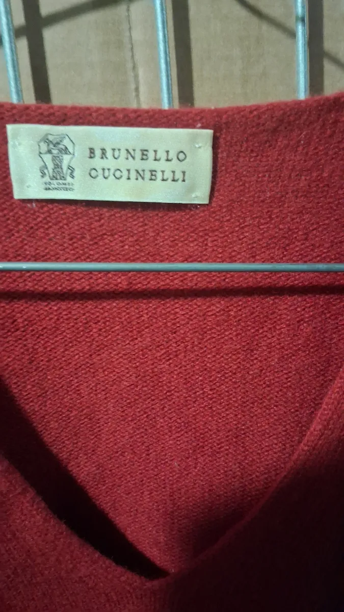 Brunello Cucinelli Damen Pullover V-Ausschnitt Rot Wolle Kaschmir Gr. S 3