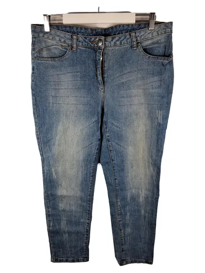 Tamaris Damen Jeans Regular Fit Blau Gr. 46 Baumwolle Freizeit L26