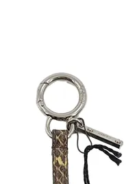 Fendi Roma Schlüsselanhänger Taschenanhänger Fell Blume Python Leder Schwarz 6
