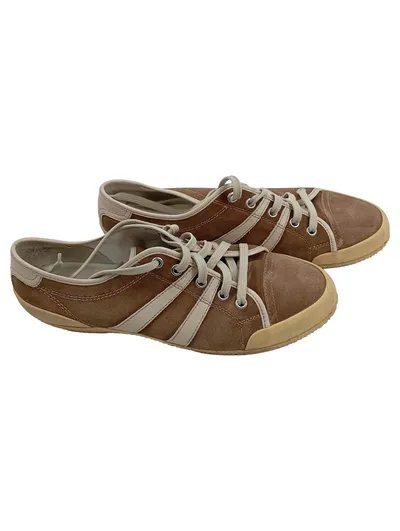 Geox Sneaker Low Damen Gr. 40 Wildleder Braun Beige Streifen Schnürung