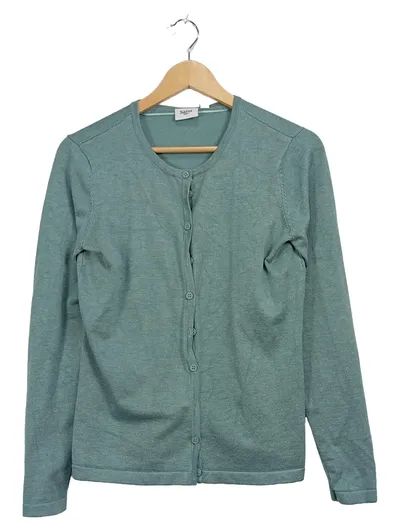 Saint Tropez Damen Strickjacke Gr. M Türkis Basic Langarm Knopfleiste