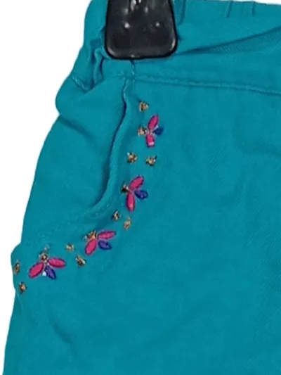 Sergent Major Mädchen Shorts Türkis Gr. 68 Stickerei Blumen Gürtel