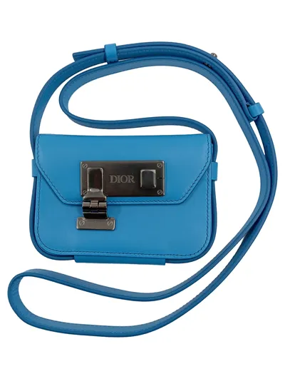 Dior Mini Umhängetasche Blau Leder Crossbody Bag Luxus Damen
