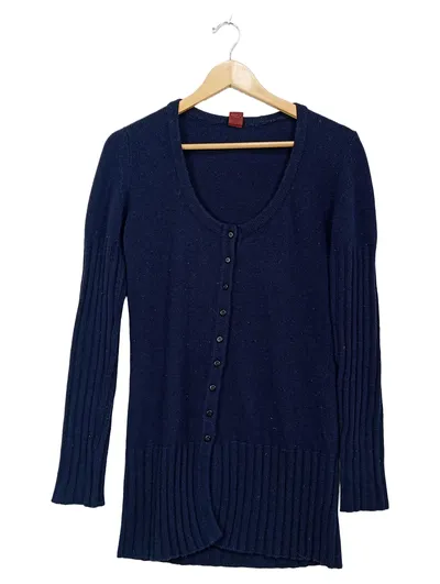 Dondup Damen Strickjacke Klassisch Blau Wolle Kaschmir Gr. S Langarm
