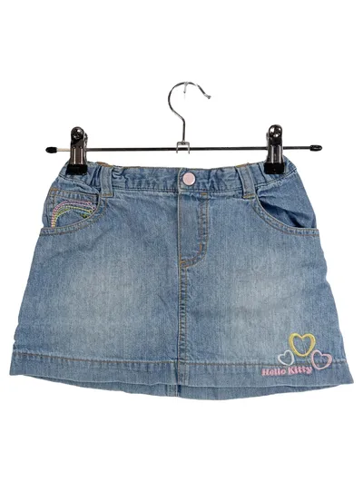 Hello Kitty Jeansrock Mädchen Gr. 86 Blau Denim Stickerei