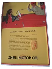 Demar Blechschild Shell Motor Oil Retro Werbeschild Gelb Metall Fahrzeuge 1
