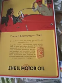 Demar Blechschild Shell Motor Oil Retro Werbeschild Gelb Metall Fahrzeuge 2