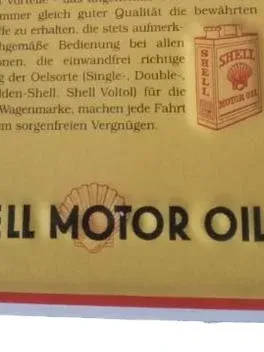 Demar Blechschild Shell Motor Oil Retro Werbeschild Gelb Metall Fahrzeuge 3