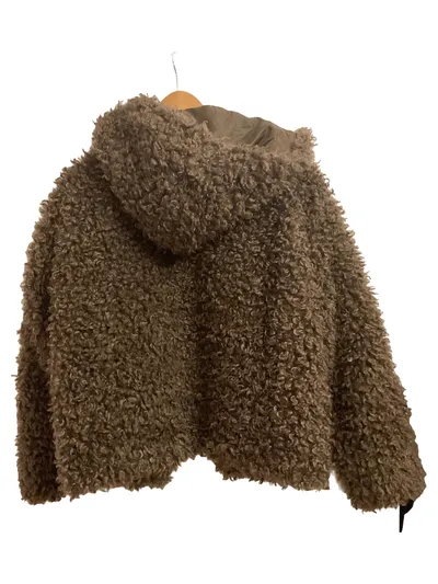Damen Teddy Felljacke Kunstfell Kapuze Braun Einheitsgröße Kuschelig