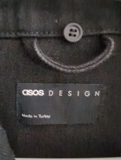 ASOS Design Jeansjacke Herren Gr. M Schwarz Baumwolle Casual