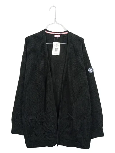 KangaROOS Strickjacke Damen Gr. 44/XXL Schwarz Rippstrick Casual Langarm