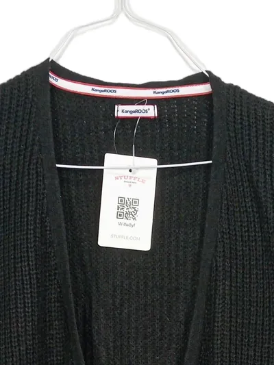 KangaROOS Strickjacke Damen Gr. 44/XXL Schwarz Rippstrick Casual Langarm
