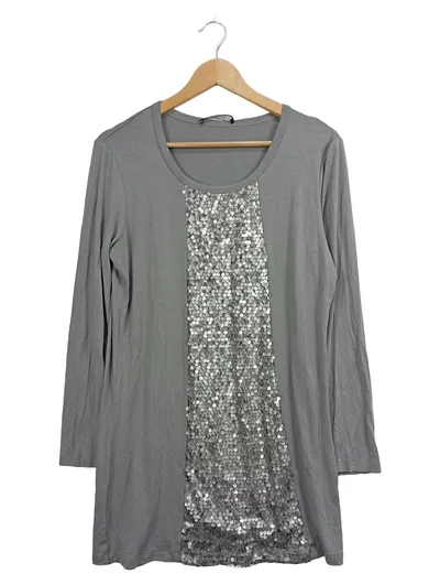Betty Barclay Damen Langarmshirt Viskose Pailletten Grau Gr. 40 L Elegant