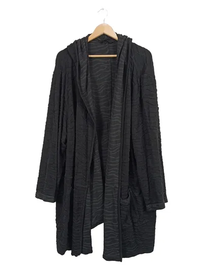 KjBRAND Damen Strickjacke Gr. 58 Schwarz Strukturmuster Kapuze Elegant