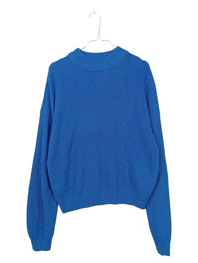 FB Sister Damen Strickpullover Blau Gr. XL Rippstrick Casual