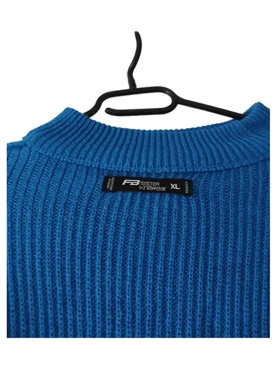 FB Sister Damen Strickpullover Blau Gr. XL Rippstrick Casual