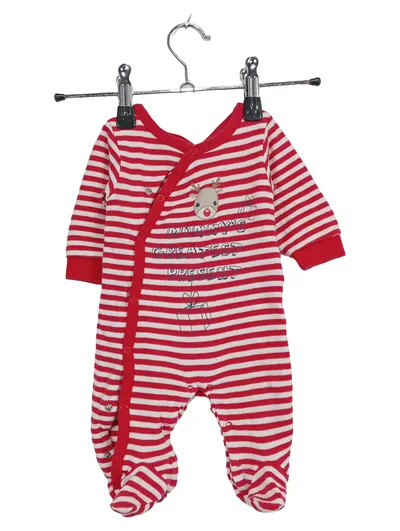 COOL CLUB Baby Strampler Schlafanzug Gr. 62 Rentier Weihnachten Rot Gestreift